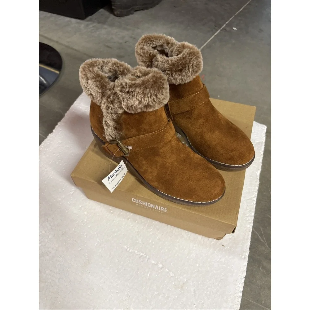 CUSHIONAIRE Women's Rhodes Memory Foam Winter Booties – Fur Boots for Women...